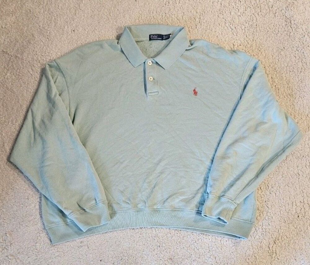 Polo Ralph Lauren Polo Sweatshirt Mens XXL Mint Essex Green Pony Logo LS Preppy